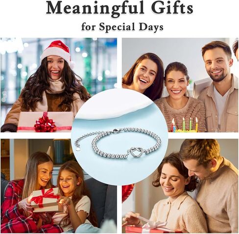 Mothers Day Gifts for Women Wife Mom Grandma Bonus Step Mom, Dainty 4MM Tiny Stainless Steel Beaded Heart Bracelet Jewelry Easter Basket Stuffers Christmas Valentines Birthday Gifts for Women in Saudi Arabia