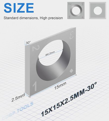 15mm Square Straight Carbide Inserts for woodturning, 15×15×2.5mm Replacement Cutter Knives for Woodworking Fits Spiral, Helical Planer Cutter, Head Wood, Lathe, Turning Tools, Ci1, 10pcs in Kuwait