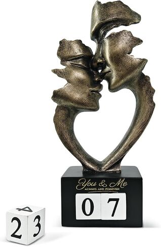 Wedding Anniversary Couples Gift for Couple/Her, Kissing Lovers Statue Abstract Sculpture Resin Statues for Home Office Desktop Shelf Bookshelf Decor, Antique Bronze Metal Figurine in Saudi Arabia