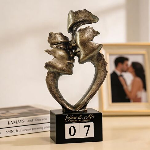 Wedding Anniversary Couples Gift for Couple/Her, Kissing Lovers Statue Abstract Sculpture Resin Statues for Home Office Desktop Shelf Bookshelf Decor, Antique Bronze Metal Figurine in Saudi Arabia