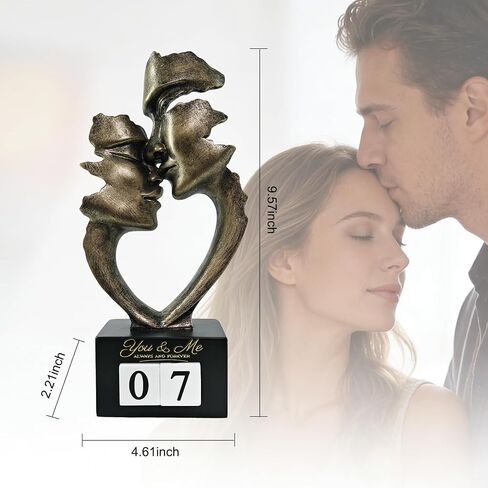 Wedding Anniversary Couples Gift for Couple/Her, Kissing Lovers Statue Abstract Sculpture Resin Statues for Home Office Desktop Shelf Bookshelf Decor, Antique Bronze Metal Figurine in Saudi Arabia
