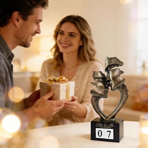 Wedding Anniversary Couples Gift for Couple/Her, Kissing Lovers Statue Abstract Sculpture Resin Statues for Home Office Desktop Shelf Bookshelf Decor, Antique Bronze Metal Figurine in Saudi Arabia