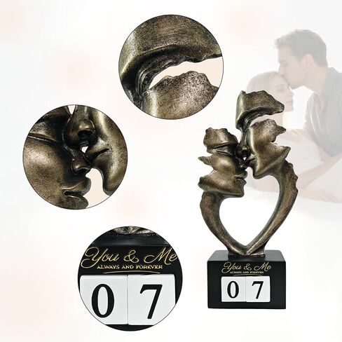 Wedding Anniversary Couples Gift for Couple/Her, Kissing Lovers Statue Abstract Sculpture Resin Statues for Home Office Desktop Shelf Bookshelf Decor, Antique Bronze Metal Figurine in Saudi Arabia