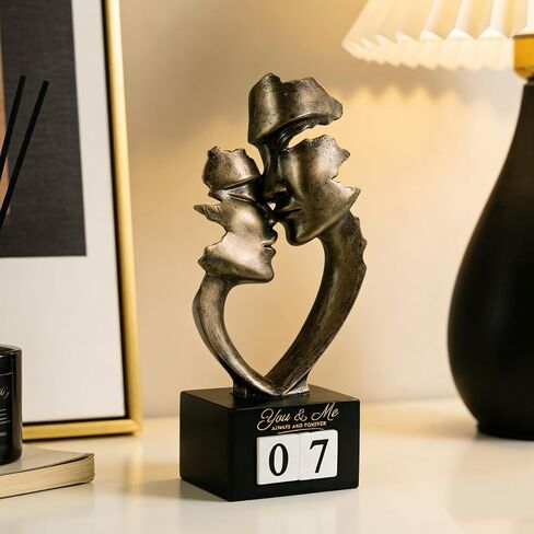 Wedding Anniversary Couples Gift for Couple/Her, Kissing Lovers Statue Abstract Sculpture Resin Statues for Home Office Desktop Shelf Bookshelf Decor, Antique Bronze Metal Figurine in Saudi Arabia