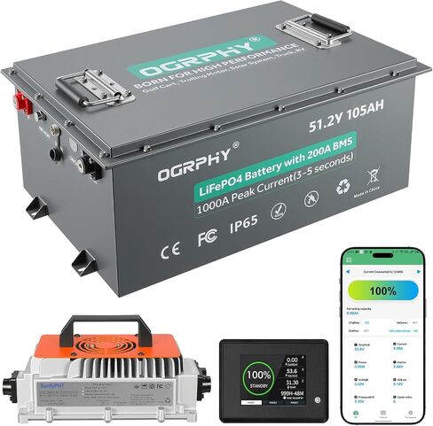 48V الليثيوم بطارية الجولف عربة - 48V 102AH LIFEPO4 بطارية لعربة الجولف مع شاشة تعمل باللمس ، 200A Bluetooth BMS ، 4000+ دورة ، ذروة 1000A ، شاحن 48V 18A ، مثالي لبطاريات العربات الجولف in Kuwait