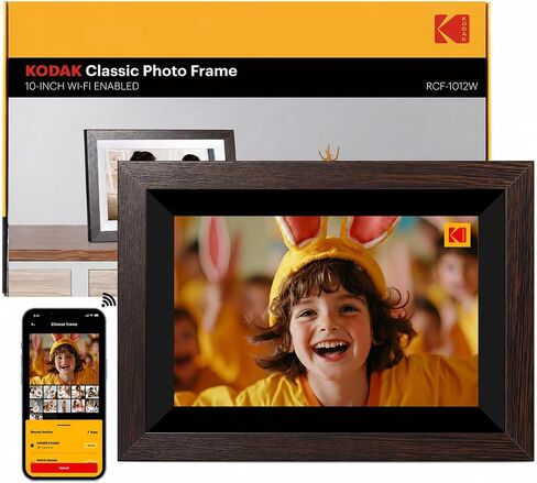 KODAK 14.1 Inch FHD Digital Picture Frame, 1920x1080 G+G IPS Digital Photo Frame with 32GB Large Storage, Quad-Core CPU, Premium Solid Wood Frame, Easy Photo Transfer via WiFi APP/Email/USB/SD Card in Saudi Arabia
