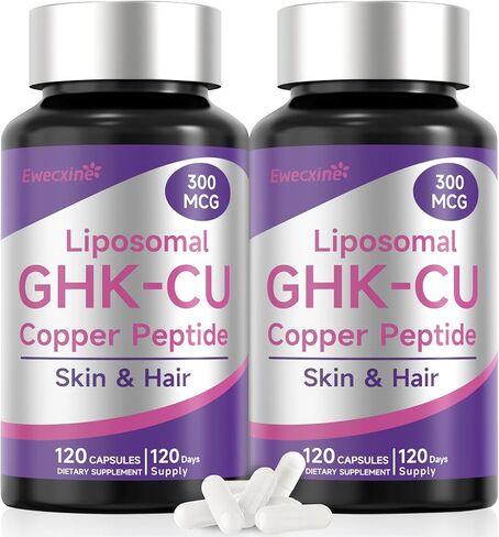 GHK-Cu Copper Peptide Supplement, 300 mcg per Serving, Liposomal Formula, 120 Vegan Capsules – Beauty Support Matrix with Biotin, Phytoceramides & Herbal Blend in Saudi Arabia