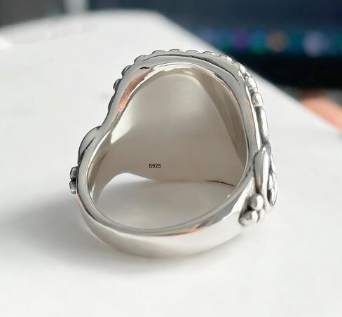 Square Stone Ring,Vintage Retro Sterling Silver Natural Crystal Quartz Gemstone Solitaire Boho Bohemian Ring Jewelry for Women Her in Saudi Arabia