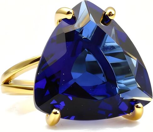 14k Yellow Gold Trillion Cut Sapphire Ring – Deep Blue Gemstone – September Birthstone Jewelry – Modern Statement Ring in Saudi Arabia
