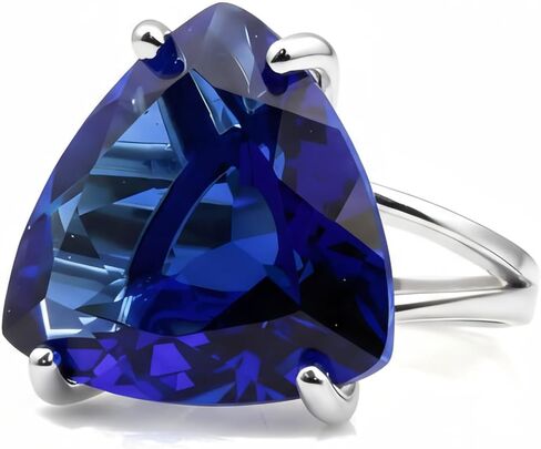 14k Yellow Gold Trillion Cut Sapphire Ring – Deep Blue Gemstone – September Birthstone Jewelry – Modern Statement Ring in Saudi Arabia