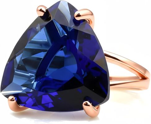 14k Yellow Gold Trillion Cut Sapphire Ring – Deep Blue Gemstone – September Birthstone Jewelry – Modern Statement Ring in Saudi Arabia