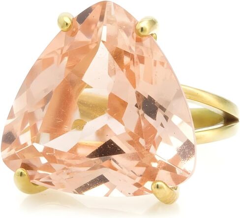 Morganite Ring - Large Trillion-Cut Cocktail Jewelry - Handmade December Birthstone Fashion Accessory - Customizable with Box in Saudi Arabia
