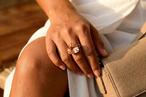 Morganite Ring - Large Trillion-Cut Cocktail Jewelry - Handmade December Birthstone Fashion Accessory - Customizable with Box in Saudi Arabia