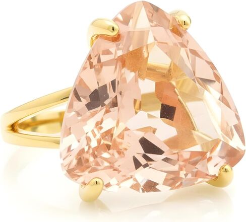 Morganite Ring - Large Trillion-Cut Cocktail Jewelry - Handmade December Birthstone Fashion Accessory - Customizable with Box in Saudi Arabia