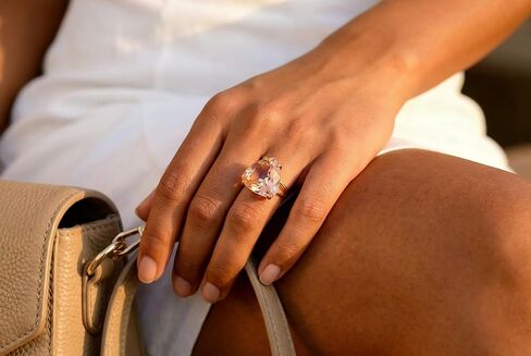 Morganite Ring - Large Trillion-Cut Cocktail Jewelry - Handmade December Birthstone Fashion Accessory - Customizable with Box in Saudi Arabia