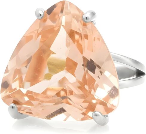 Morganite Ring - Large Trillion-Cut Cocktail Jewelry - Handmade December Birthstone Fashion Accessory - Customizable with Box in Saudi Arabia
