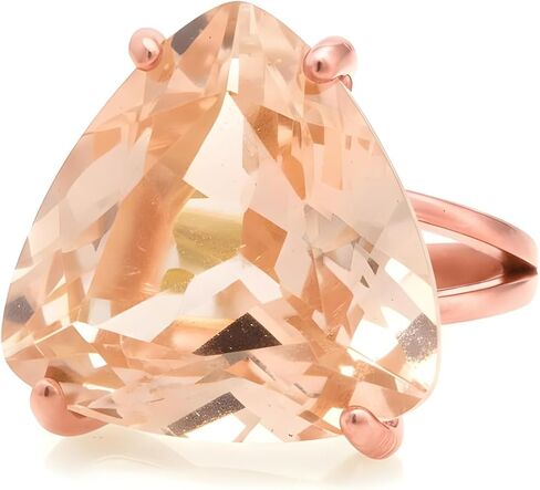 Morganite Ring - Large Trillion-Cut Cocktail Jewelry - Handmade December Birthstone Fashion Accessory - Customizable with Box in Saudi Arabia