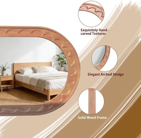 Entryway Small Mirrors for Wall, 16 x 12 Inch Bathroom Wood Mirror with Carved Wooden Frame and High-Definition Glass, Boho Wall Mirror Decorative for Bathroom, Entryway, Bedroom, Hallway in Saudi Arabia