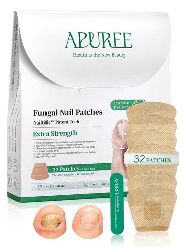 APUREE Fungal Nail Patches Extra Strength: Max 1% Tolnaftate | FSA-HSA | 8H Overnight Toenail Treatment |Repair For Discolored Yellow Brittle Damage Nails| Restores Healthy Appearance| 32 Patch in Kuwait