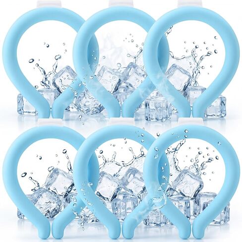 TrelaCo 6 Pack Neck Cooling Tube Reusable 18°C/ 64℉ Ice Neck Ring Skin Friendly Wearable Cooler Quick Freeze Cooling Collar for Summer Heat Outdoor, Blue in Kuwait