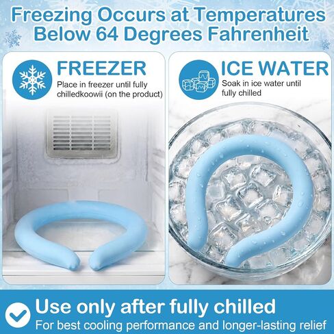 TrelaCo 6 Pack Neck Cooling Tube Reusable 18°C/ 64℉ Ice Neck Ring Skin Friendly Wearable Cooler Quick Freeze Cooling Collar for Summer Heat Outdoor, Blue in Kuwait