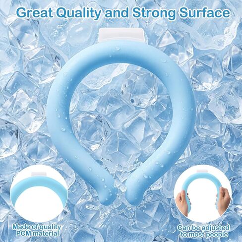 TrelaCo 6 Pack Neck Cooling Tube Reusable 18°C/ 64℉ Ice Neck Ring Skin Friendly Wearable Cooler Quick Freeze Cooling Collar for Summer Heat Outdoor, Blue in Kuwait