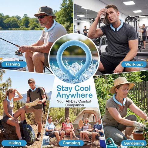 TrelaCo 6 Pack Neck Cooling Tube Reusable 18°C/ 64℉ Ice Neck Ring Skin Friendly Wearable Cooler Quick Freeze Cooling Collar for Summer Heat Outdoor, Blue in Kuwait