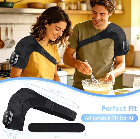 Cordless Shoulder Heating Pad with Massage, Vibration Heated Shoulder Wrap Massager, Rotator Cuff Shoulder Brace, Shoulder Massage with Heat for Pain Relief Deep, Warm Gifts in Kuwait