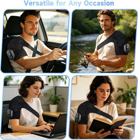 Cordless Shoulder Heating Pad with Massage, Vibration Heated Shoulder Wrap Massager, Rotator Cuff Shoulder Brace, Shoulder Massage with Heat for Pain Relief Deep, Warm Gifts in Kuwait