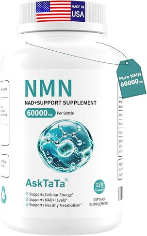 مكمل Pure NMN 60000 مجم، يدعم الطاقة الخلوية وتوازن NAD+، صحة الجسم اليومية ودعم المناعة، 120 كبسولة، كمية تكفي 60 يومًا in Kuwait