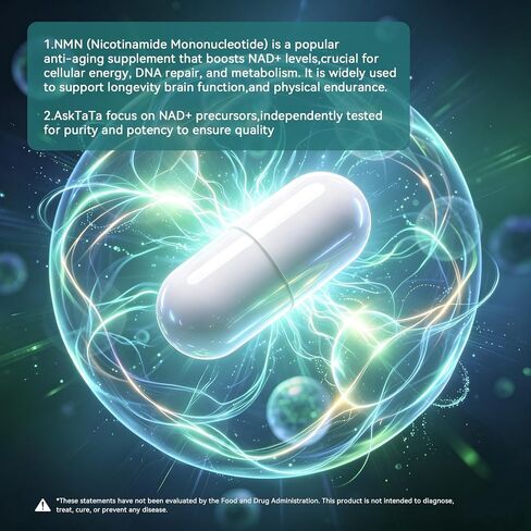 مكمل Pure NMN 60000 مجم، يدعم الطاقة الخلوية وتوازن NAD+، صحة الجسم اليومية ودعم المناعة، 120 كبسولة، كمية تكفي 60 يومًا in Kuwait
