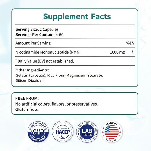 مكمل Pure NMN 60000 مجم، يدعم الطاقة الخلوية وتوازن NAD+، صحة الجسم اليومية ودعم المناعة، 120 كبسولة، كمية تكفي 60 يومًا in Kuwait
