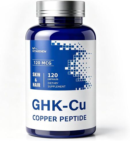 GHK-Cu Copper Peptide Supplement - 120mcg with Hyaluronic Acid 50mg & Biotin 200mcg - Supports Collagen, Skin Elasticity & Hair Health - Vegan, Gluten-Free - 120 Capsules in Saudi Arabia