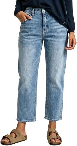 Straight Leg Jeans for Women Spring Summer Stretchy Mid Rise Trendy Ankle Denim Pants with Pockets in Saudi Arabia