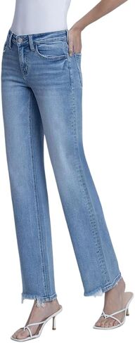 Lovervet by VERVET Women's Mid-Rise Slim Wide Leg Jeans in Saudi Arabia