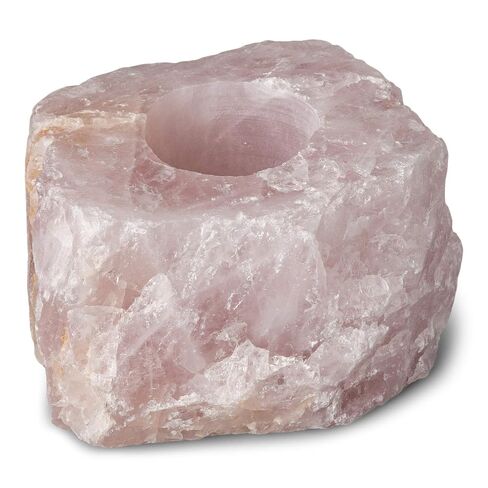 Rock Paradise Rose Quartz Rough Candle Holder – Natural Pink Crystal Tealight Holder for Home Decor – Hand Cut in Brazil – Includes Certificate of Authenticity in Kuwait