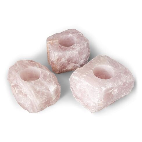 Rock Paradise Rose Quartz Rough Candle Holder – Natural Pink Crystal Tealight Holder for Home Decor – Hand Cut in Brazil – Includes Certificate of Authenticity in Kuwait