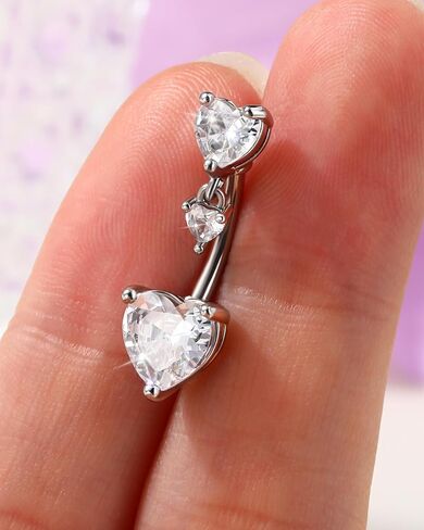 Jewseen Dainty Belly Button Rings 14G Heart Belly Rings for Women Gold Navel Ring 316L Surgical Steel 10MM Heart Navel Piercing in Kuwait