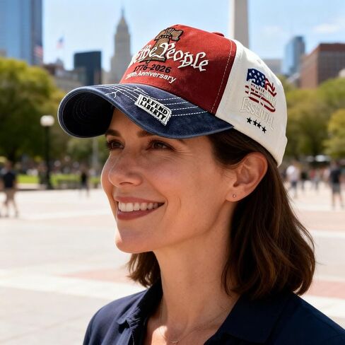 USA 250th Anniversary Hat, Embroidered Patriotic Baseball Cap, 1776-2026 Anniversary Hat, Adjustable Cotton Cap for Men Women in Kuwait