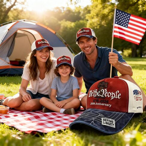 USA 250th Anniversary Hat, Embroidered Patriotic Baseball Cap, 1776-2026 Anniversary Hat, Adjustable Cotton Cap for Men Women in Kuwait