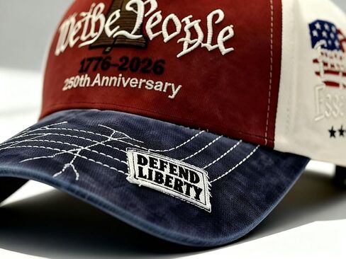 USA 250th Anniversary Hat, Embroidered Patriotic Baseball Cap, 1776-2026 Anniversary Hat, Adjustable Cotton Cap for Men Women in Kuwait
