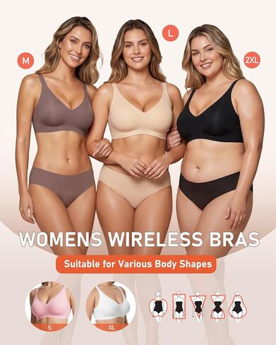 Gailife 3PACK Jelly Wireless Bras for Women No Underwire Full Coverage Ultra Comfort Bralettes for Women Everyday T Shirt Bra in Saudi Arabia
