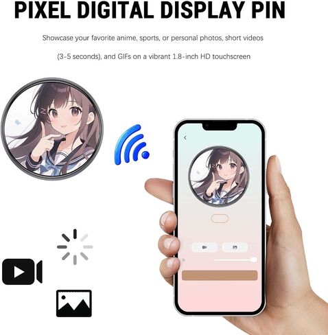 Digital Badge Electronic Anime Pins for Hats Bags Clothes Backpacks | 1.8" HD Touchscreen | Rechargeable | Personalized Photo, Video, and GIF Display | for Sports Anime Fans (Purple) in Saudi Arabia