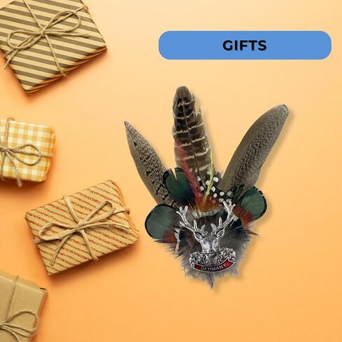 Bavarian Colorful Feathers Oktoberfest Hat Pins with Accents & Alpine Stag Charm – German Hat Accessory for Alpine Hats, Oktoberfest Costumes Traditional German Outfit By Oktoberfest Haus in Saudi Arabia