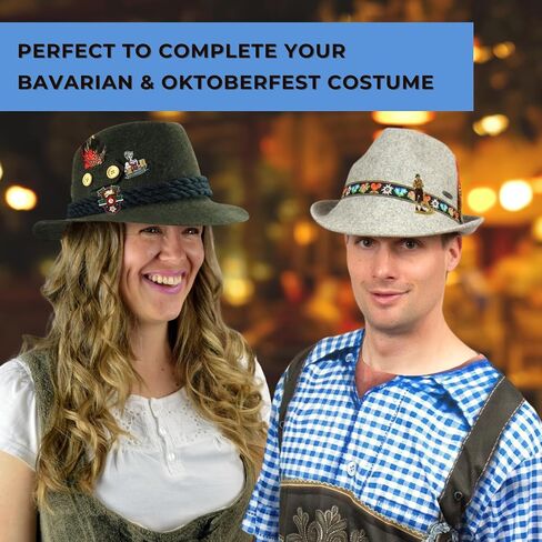 Bavarian Colorful Feathers Oktoberfest Hat Pins with Accents & Alpine Stag Charm – German Hat Accessory for Alpine Hats, Oktoberfest Costumes Traditional German Outfit By Oktoberfest Haus in Saudi Arabia