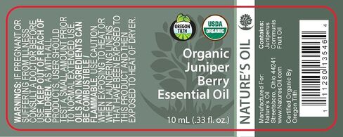 Nature's Oil Juniper Berry Essential Oil, 10ml, Pure, USDA Certified Organic, GC/MS Tested in Kuwait