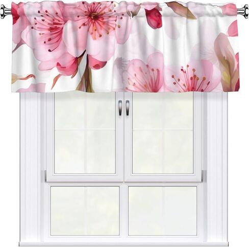Short Rod Pocket Curtain Valance,Yellow Blue Flower Window Treatment Decor Curtains for Kitchen Living Room, Bedroom, 1 Panel, 54" W x 18" L in Saudi Arabia