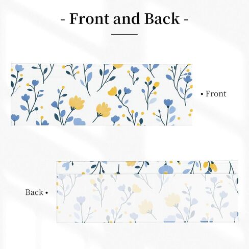 Short Rod Pocket Curtain Valance,Yellow Blue Flower Window Treatment Decor Curtains for Kitchen Living Room, Bedroom, 1 Panel, 54" W x 18" L in Saudi Arabia