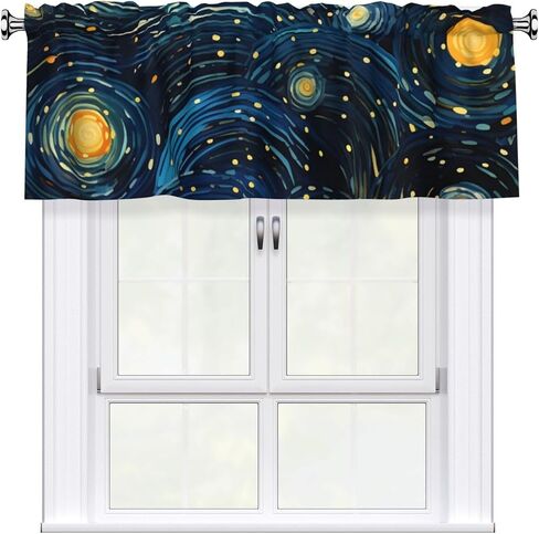 Short Rod Pocket Curtain Valance,Yellow Blue Flower Window Treatment Decor Curtains for Kitchen Living Room, Bedroom, 1 Panel, 54" W x 18" L in Saudi Arabia