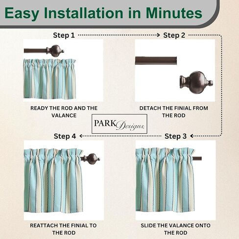 Park Designs Dockside Stripe Valance 72" x 14", Striped Pastel Window Valances for Beach, Coastal and Nautical Home Decor, Sky Blue Window Treatments for Nursery and Beach House in Kuwait